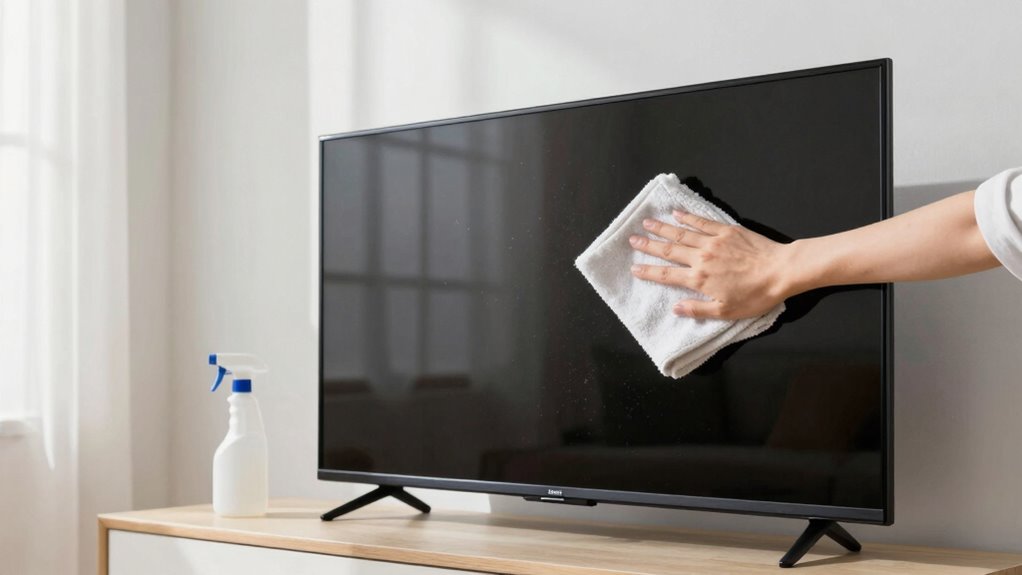 avoid direct screen spraying