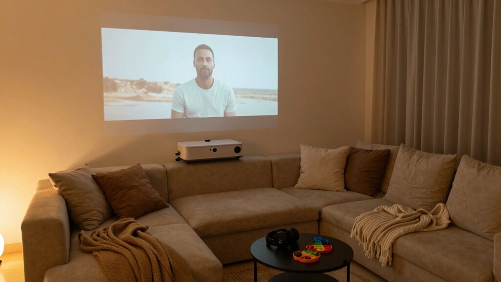 comfortable movie experience setup