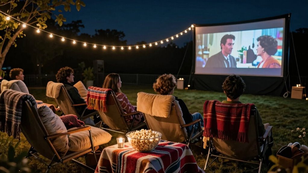 comfortable outdoor movie experience