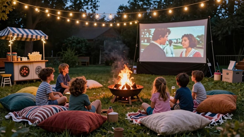 comfortable outdoor movie seating