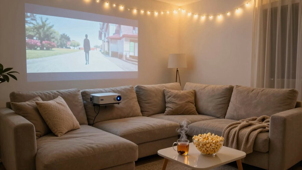 cozy distraction free movie setup