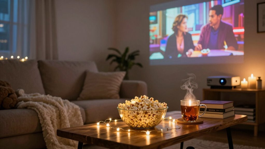 cozy movie night atmosphere
