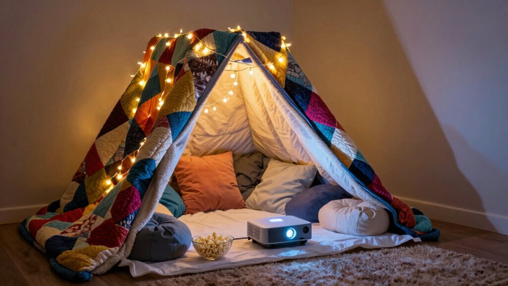 cozy movie night setup