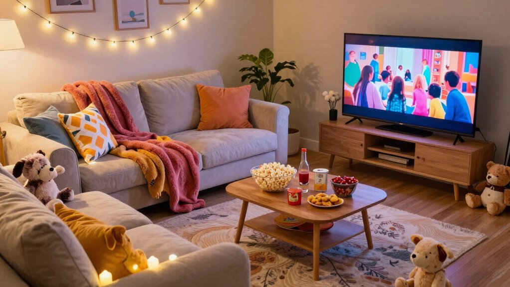 cozy movie night setup