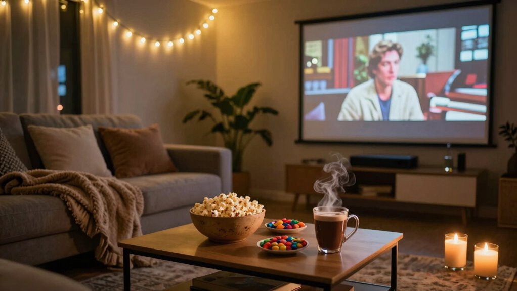 cozy movie night setup
