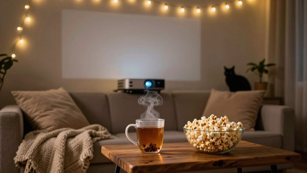 cozy movie night setup