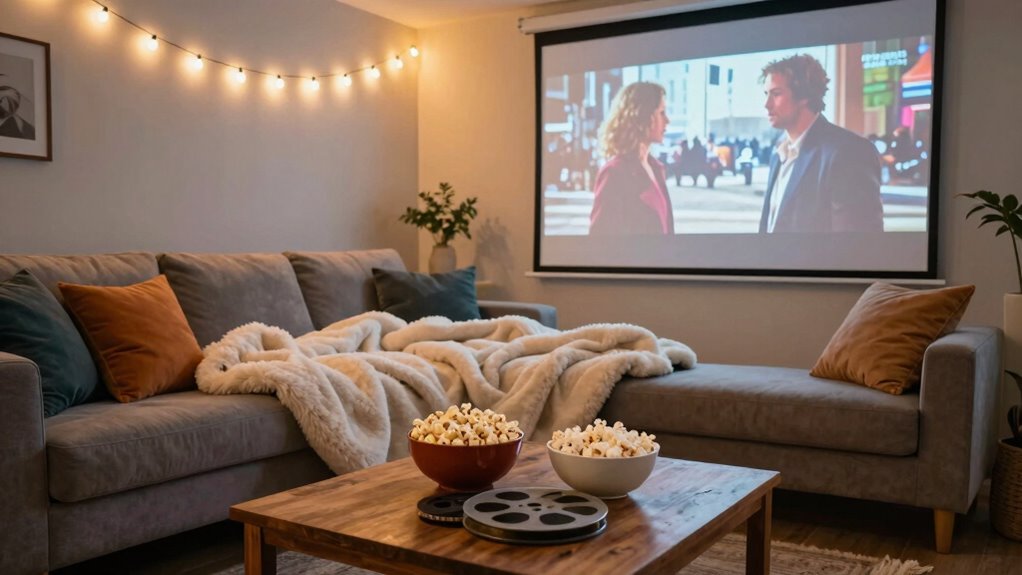 cozy movie night setup