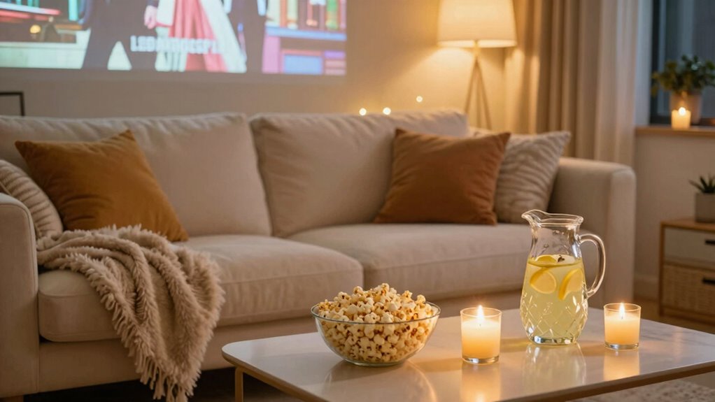 cozy movie viewing setup
