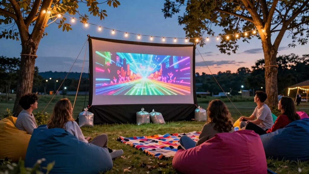 creative outdoor movie anchoring
