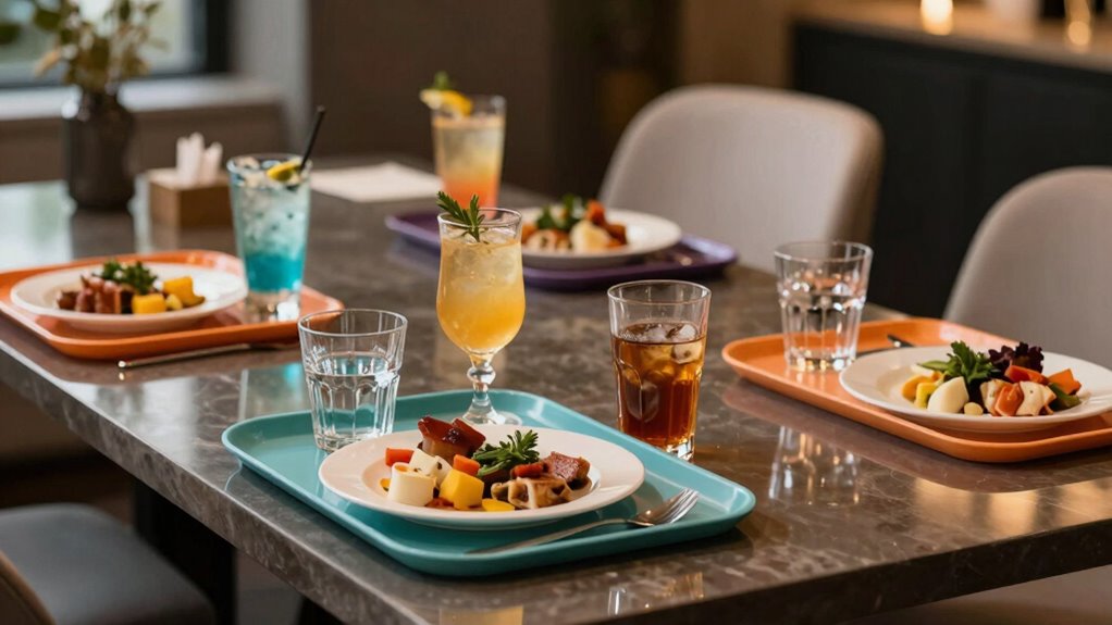 individual trays prevent spills
