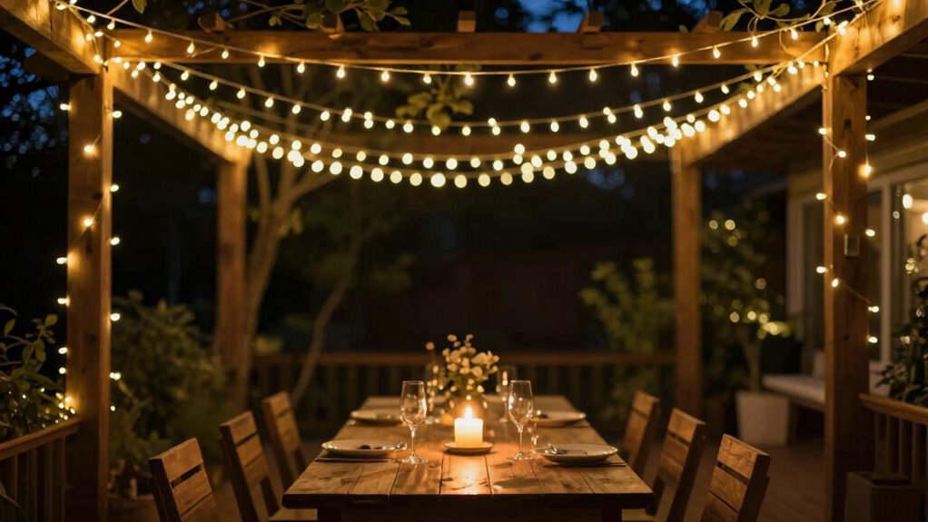 layered lighting with string lights