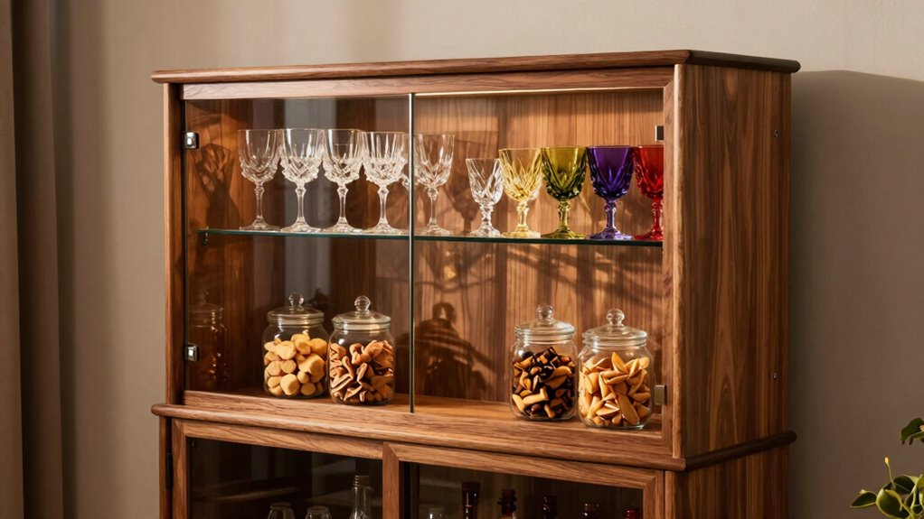 organize glassware for aesthetics