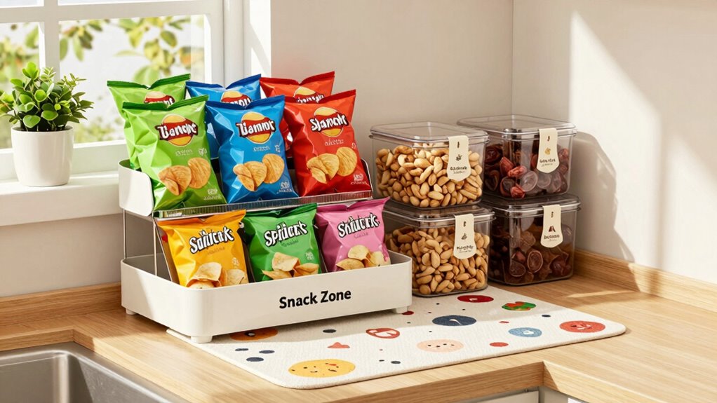 organized labeled snack storage