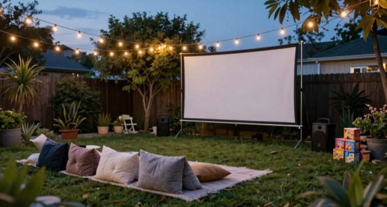 organized outdoor movie setup
