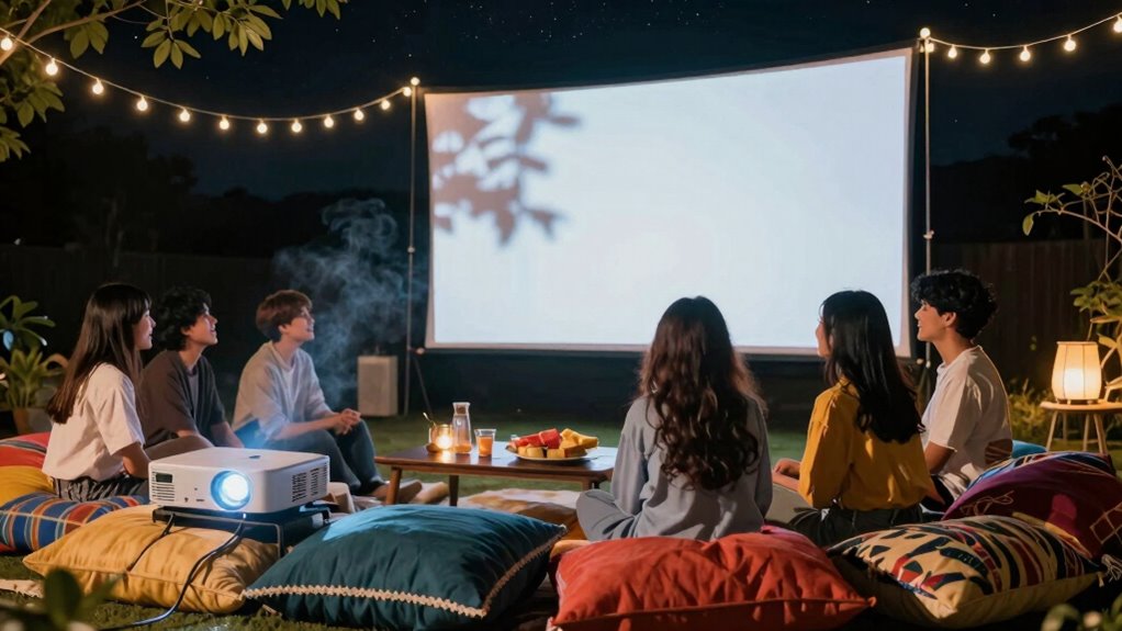 outdoor movie night setup