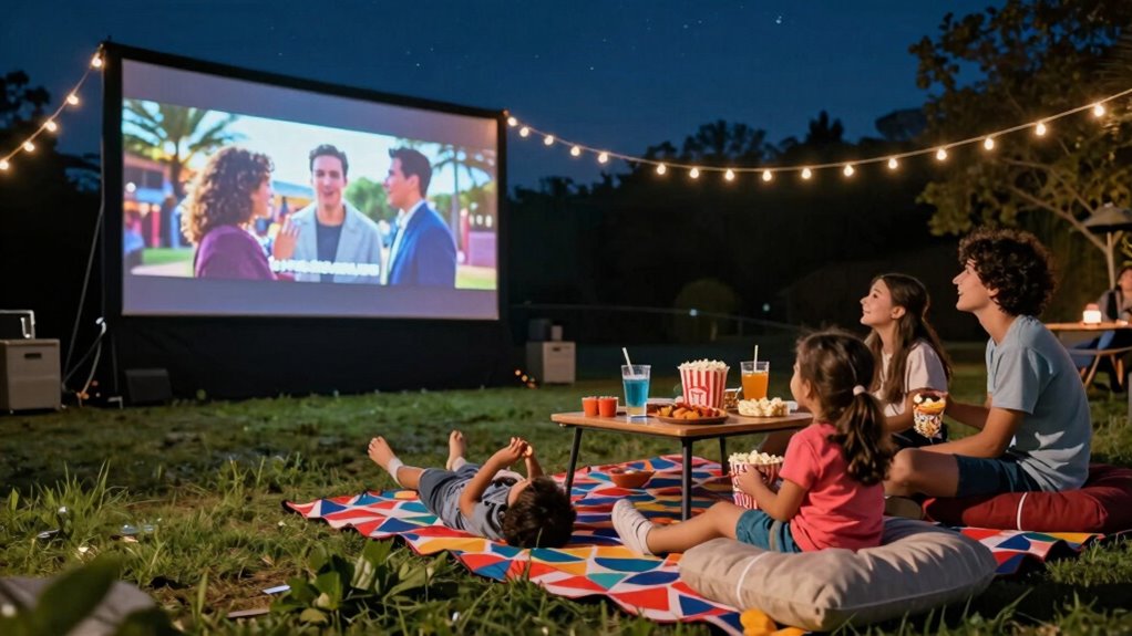 outdoor movie night setup