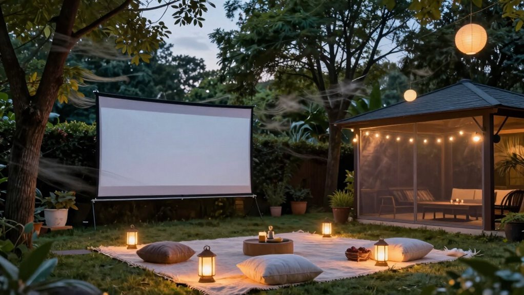 prepare yard for outdoor movie