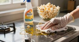 quickly remove popcorn oil