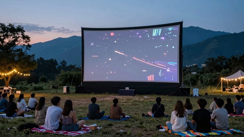 safe outdoor movie setup