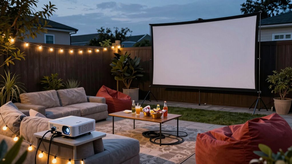 setup for outdoor movie night