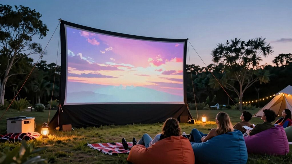 stable outdoor movie screen