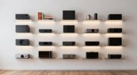 top media room floating shelves