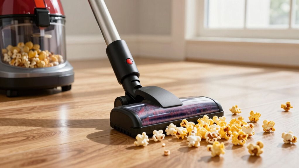 vacuum popcorn strategically without scattering